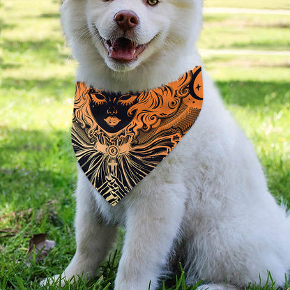 Wiccan Girl And Magical Moon Print Over The Collar Dog Bandana