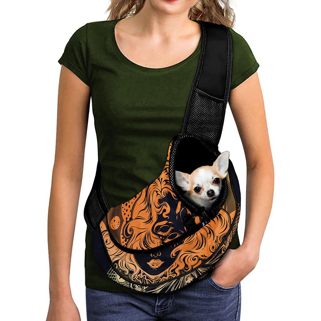 Wiccan Girl And Magical Moon Print Pet Sling Carrier