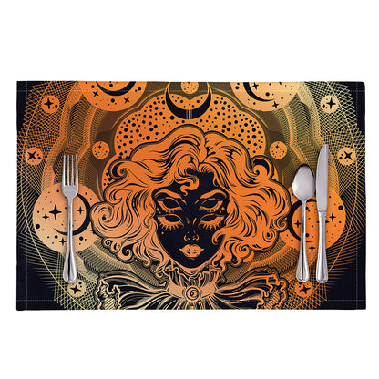 Wiccan Girl And Magical Moon Print Placemat