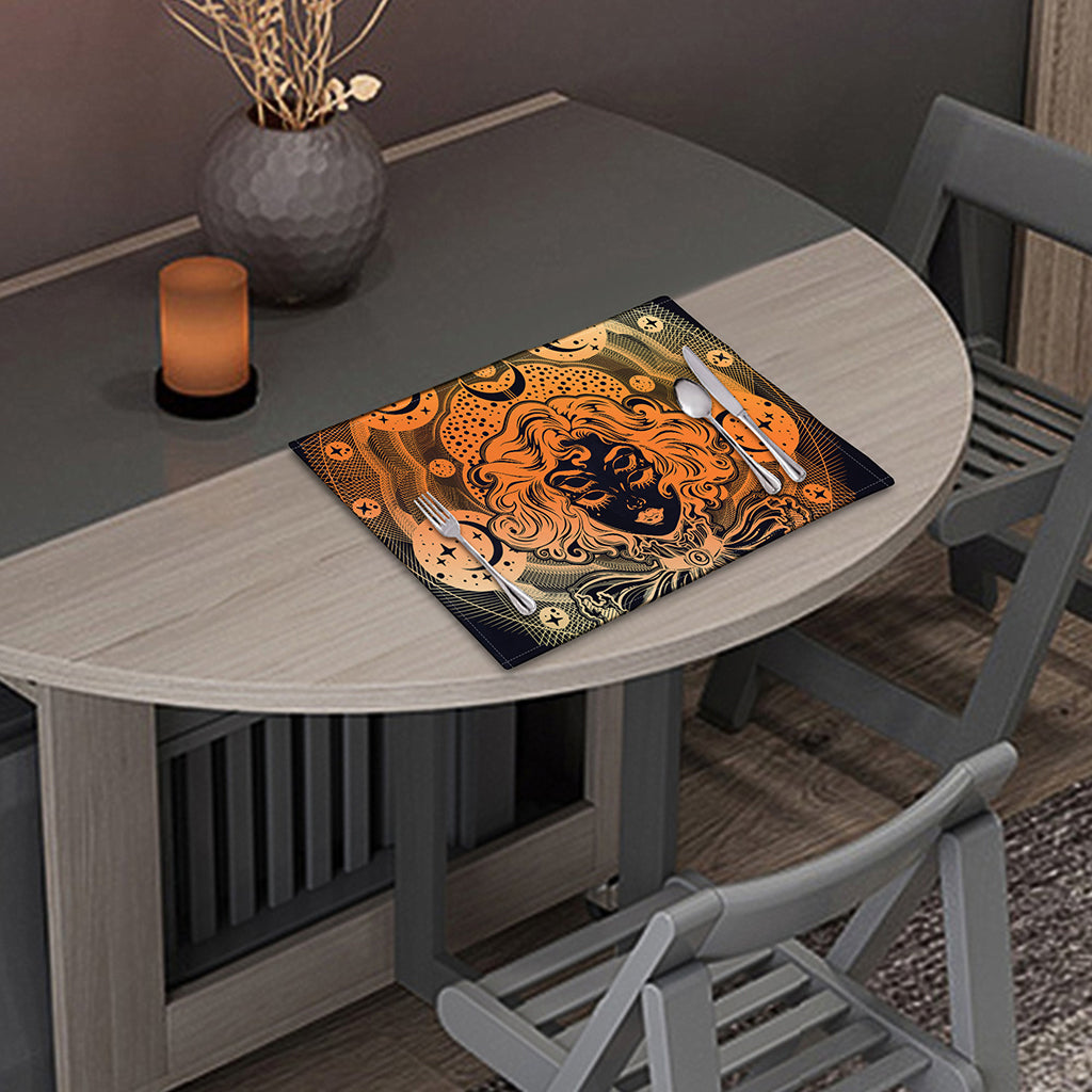 Wiccan Girl And Magical Moon Print Placemat