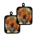 Wiccan Girl And Magical Moon Print Pot Holders