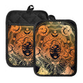 Wiccan Girl And Magical Moon Print Pot Holders With Pocket