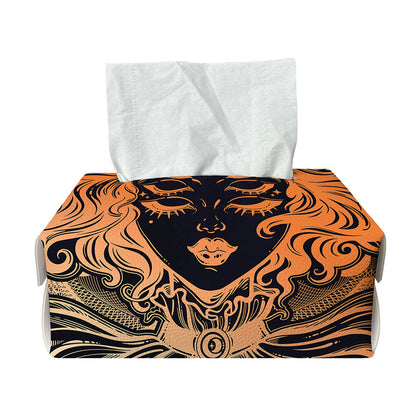 Wiccan Girl And Magical Moon Print Rectangle Tissue Box Cover
