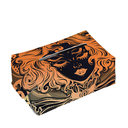 Wiccan Girl And Magical Moon Print Rectangle Tissue Box Cover