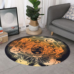 Wiccan Girl And Magical Moon Print Round Rug