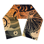 Wiccan Girl And Magical Moon Print Scarf