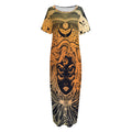 Wiccan Girl And Magical Moon Print Short Sleeve Long Nightdress
