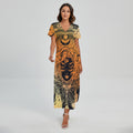 Wiccan Girl And Magical Moon Print Short Sleeve Maxi Dress