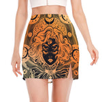 Wiccan Girl And Magical Moon Print Side Slit Mini Skirt