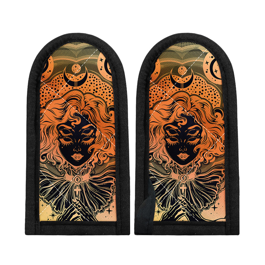 Wiccan Girl And Magical Moon Print Skillet Handle Cover