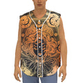 Wiccan Girl And Magical Moon Print Sleeveless Baseball Jersey