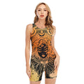Wiccan Girl And Magical Moon Print Sleeveless One Piece Swimsuit