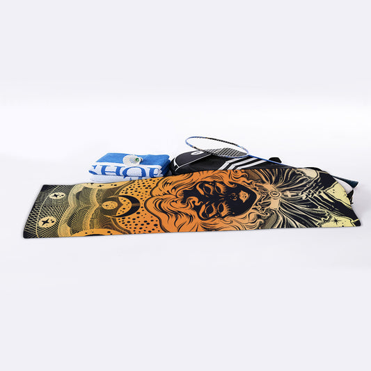 Wiccan Girl And Magical Moon Print Sports Towel