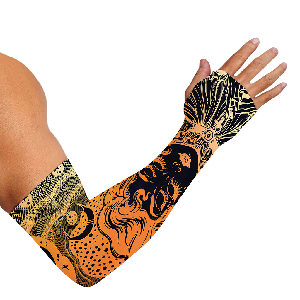 Wiccan Girl And Magical Moon Print Sun Protection Arm Sleeves