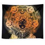 Wiccan Girl And Magical Moon Print Tapestry