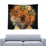 Wiccan Girl And Magical Moon Print Tapestry