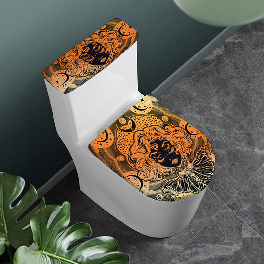 Wiccan Girl And Magical Moon Print Toilet Lid And Tank Cover Set