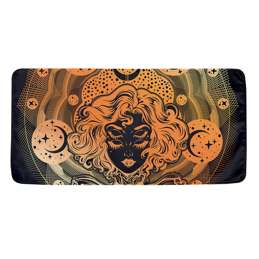 Wiccan Girl And Magical Moon Print Towel