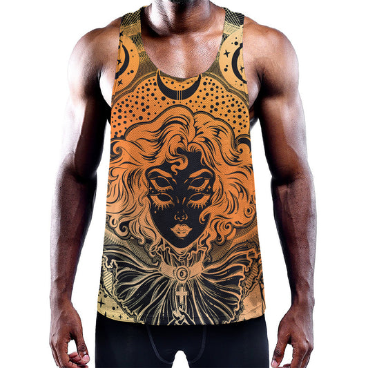 Wiccan Girl And Magical Moon Print Training Tank Top