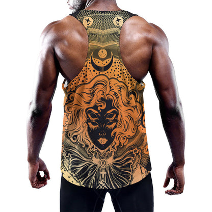 Wiccan Girl And Magical Moon Print Training Tank Top
