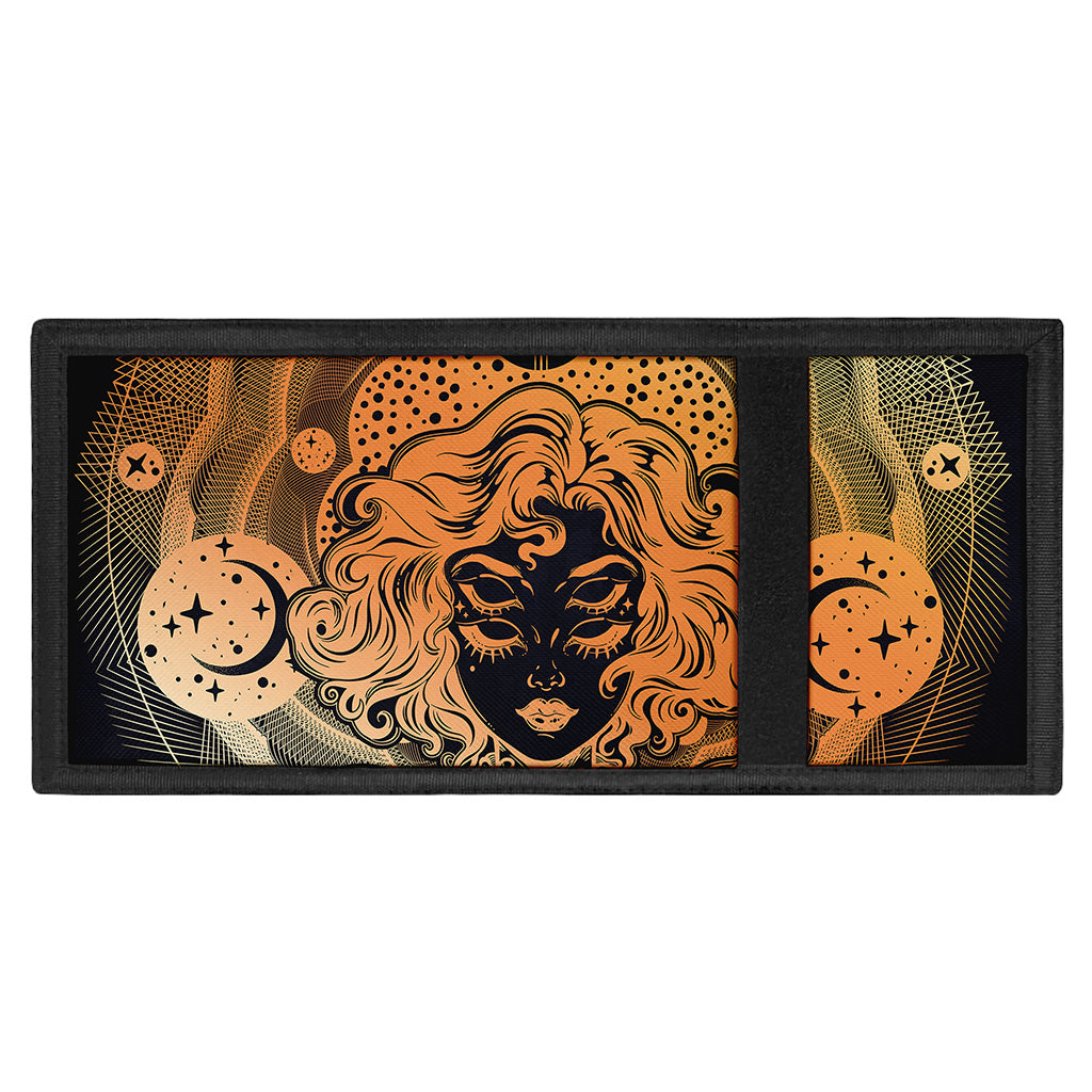 Wiccan Girl And Magical Moon Print Trifold Wallet