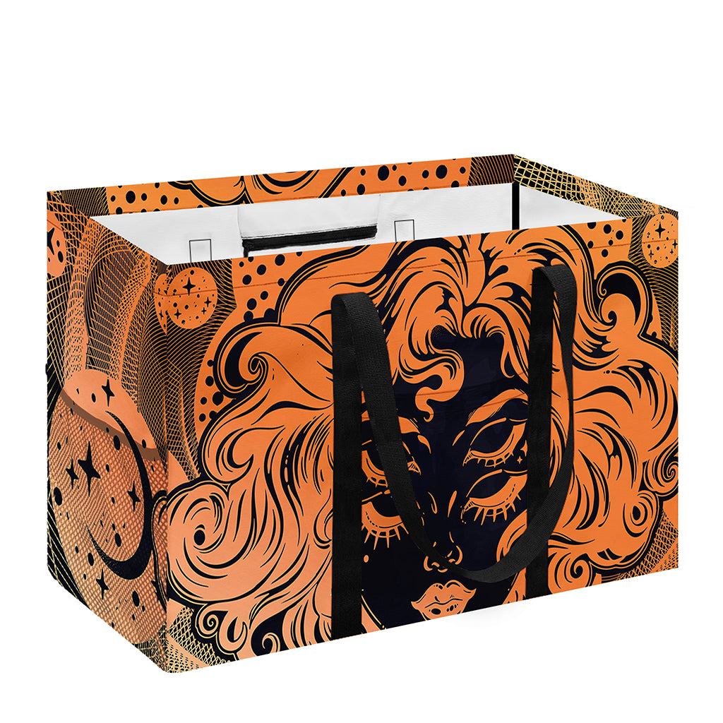 Wiccan Girl And Magical Moon Print Utility Tote Bag