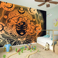 Wiccan Girl And Magical Moon Print Wall Sticker