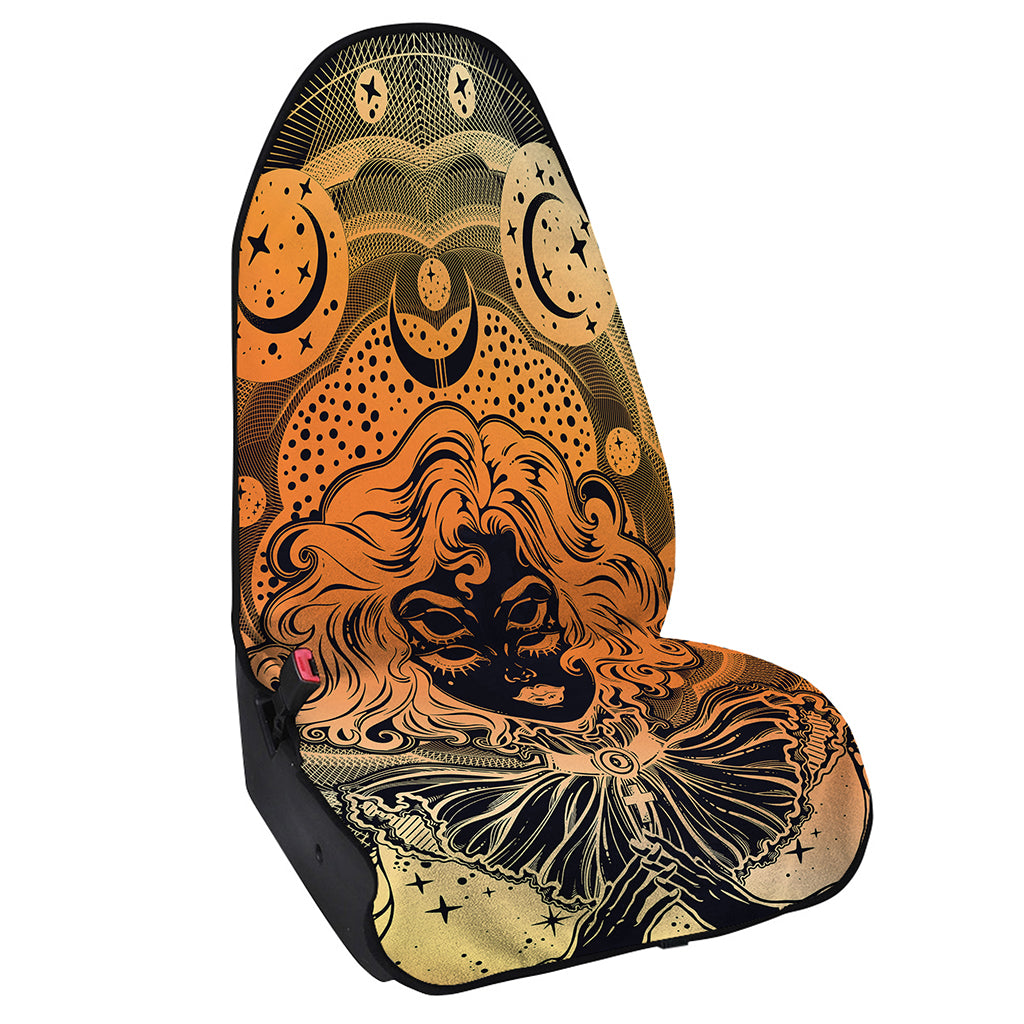 Wiccan Girl And Magical Moon Print Waterproof Car Seat Cover
