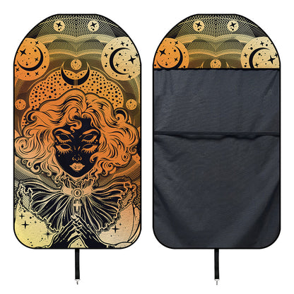 Wiccan Girl And Magical Moon Print Waterproof Car Seat Cover