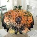 Wiccan Girl And Magical Moon Print Waterproof Round Tablecloth