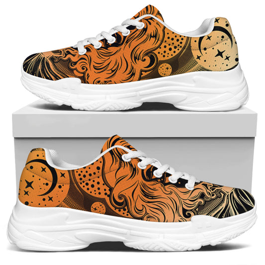 Wiccan Girl And Magical Moon Print White Chunky Shoes