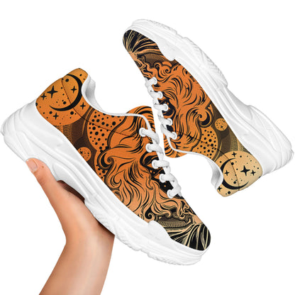 Wiccan Girl And Magical Moon Print White Chunky Shoes