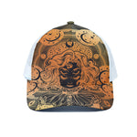 Wiccan Girl And Magical Moon Print White Mesh Trucker Cap