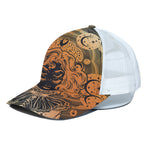 Wiccan Girl And Magical Moon Print White Mesh Trucker Cap