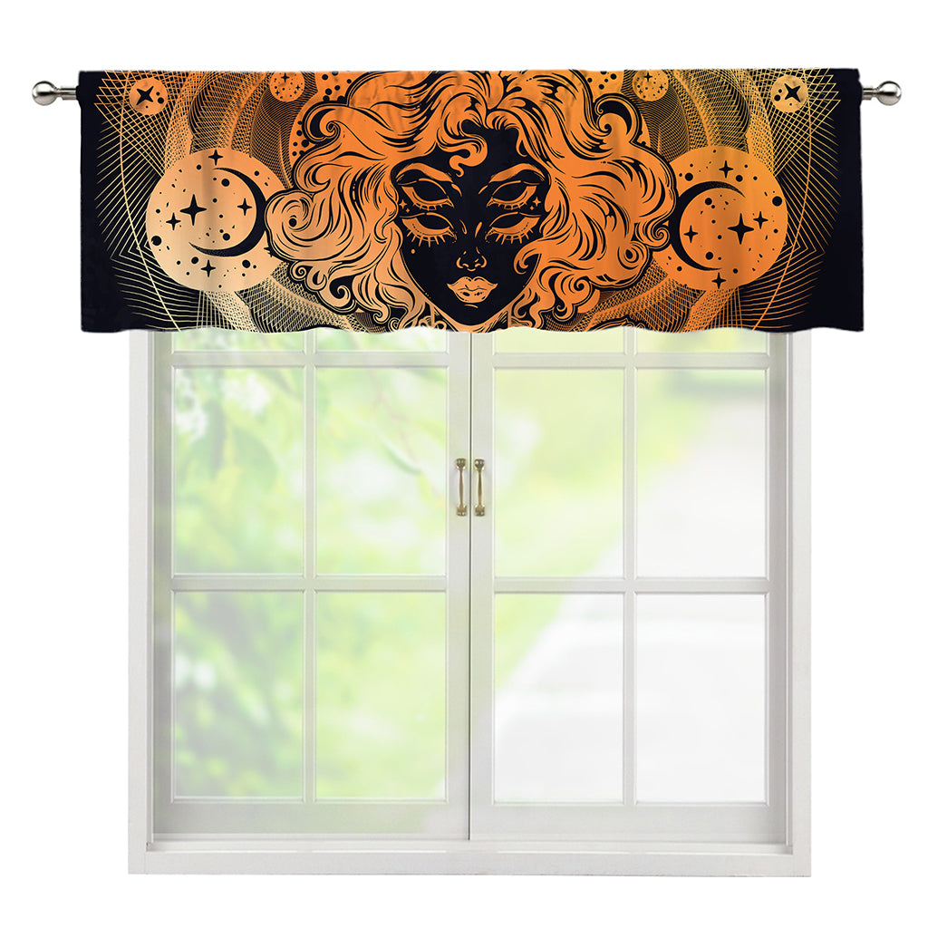 Wiccan Girl And Magical Moon Print Window Valance