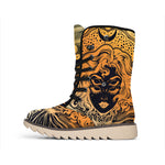 Wiccan Girl And Magical Moon Print Winter Boots