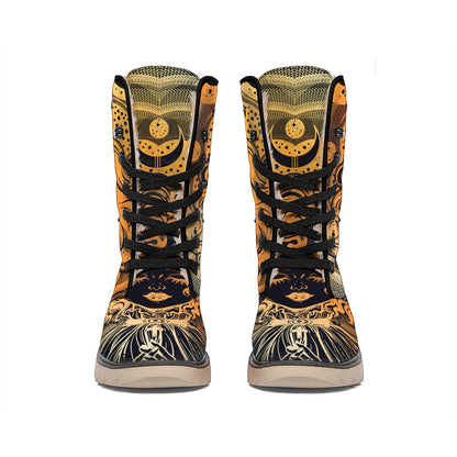 Wiccan Girl And Magical Moon Print Winter Boots