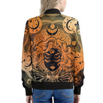 Wiccan Girl And Magical Moon Print Women's Bomber Jacket