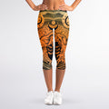Wiccan Girl And Magical Moon Print Women's Capri Leggings
