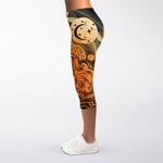 Wiccan Girl And Magical Moon Print Women's Capri Leggings