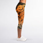 Wiccan Girl And Magical Moon Print Women's Capri Leggings