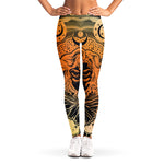 Wiccan Girl And Magical Moon Print Women's Leggings