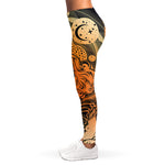 Wiccan Girl And Magical Moon Print Women's Leggings