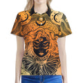 Wiccan Girl And Magical Moon Print Women's Polo Shirt