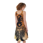 Wiccan Girl And Magical Moon Print Women's Sleeveless Dress