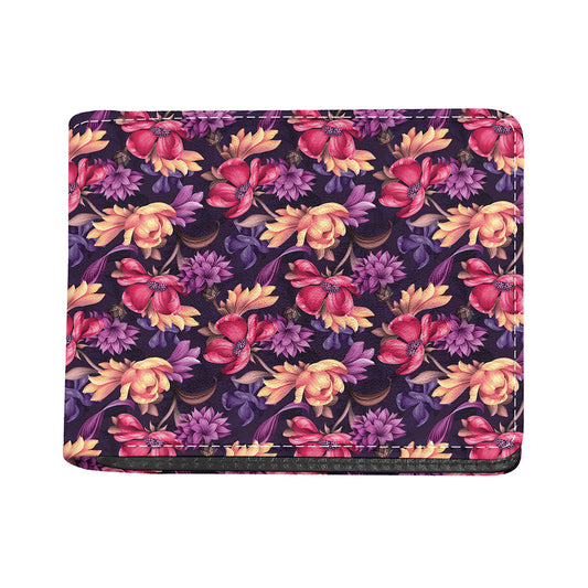 Wild Flower Print Bifold Wallet