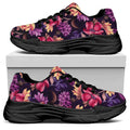 Wild Flower Print Black Chunky Shoes