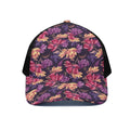 Wild Flower Print Black Mesh Trucker Hat
