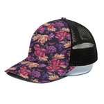 Wild Flower Print Black Mesh Trucker Cap