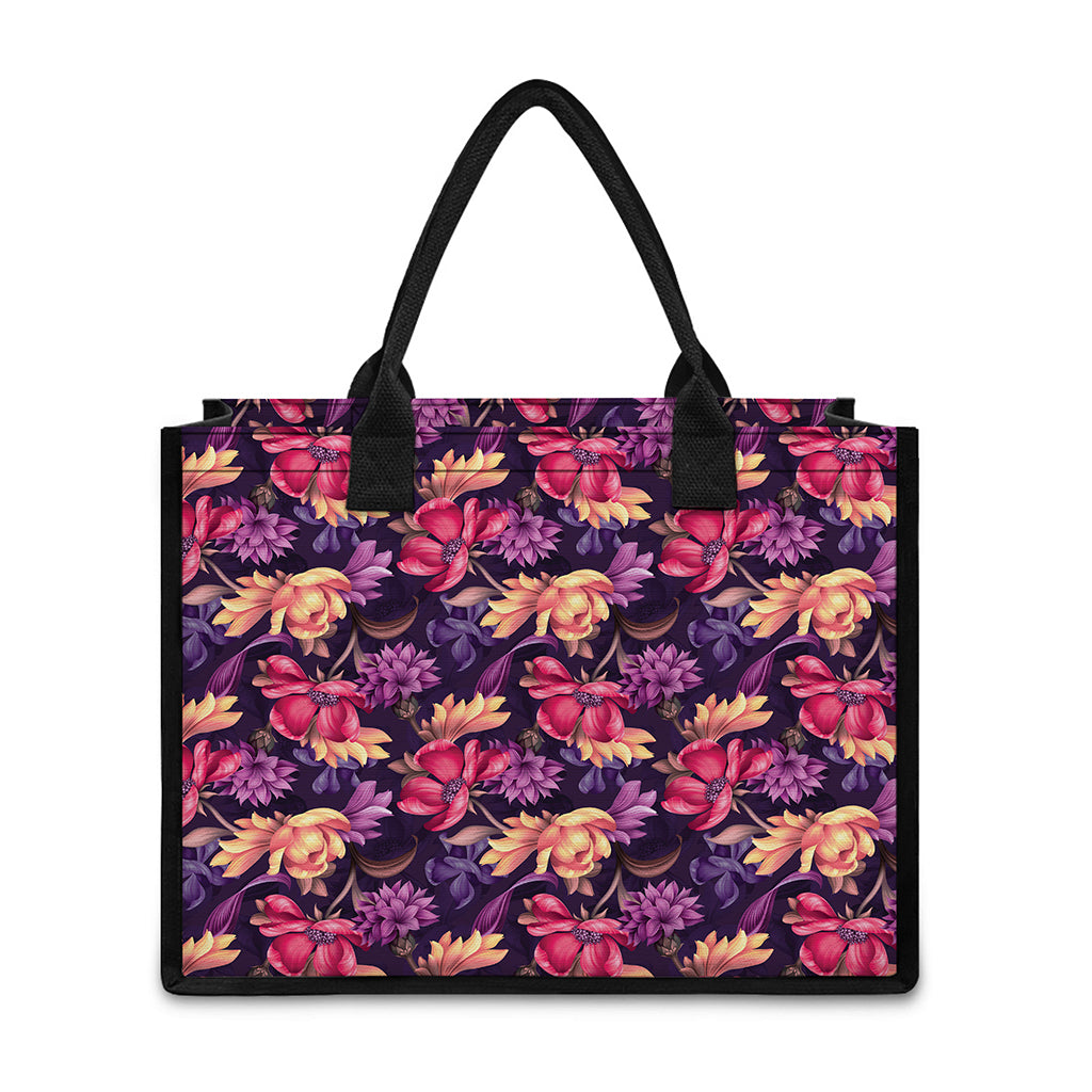Wild Flower Print Canvas Tote Bag